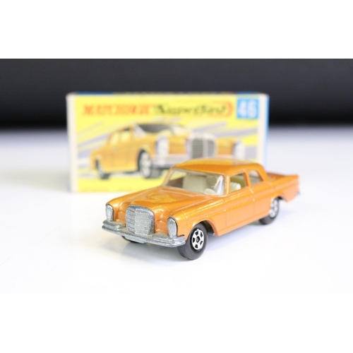 1379A - Ten boxed Matchbox Superfast diecast models to include 45 Mercedes 300 SE., 45 Ford Group 6, 56 BMC ... 