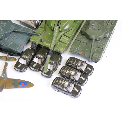 1339 - Quantity of mid 20th play worn military diecast models to include Dinky, Britains, Solido featuring ... 