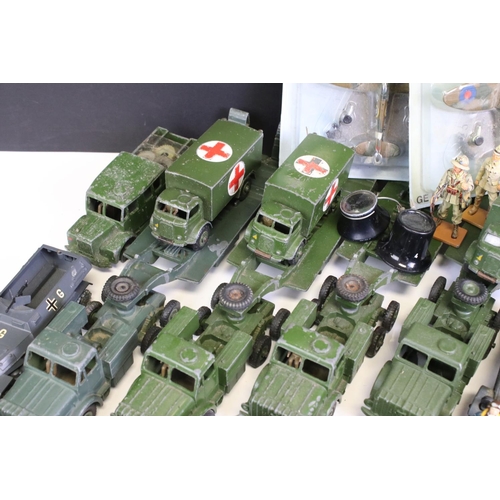 1339 - Quantity of mid 20th play worn military diecast models to include Dinky, Britains, Solido featuring ... 