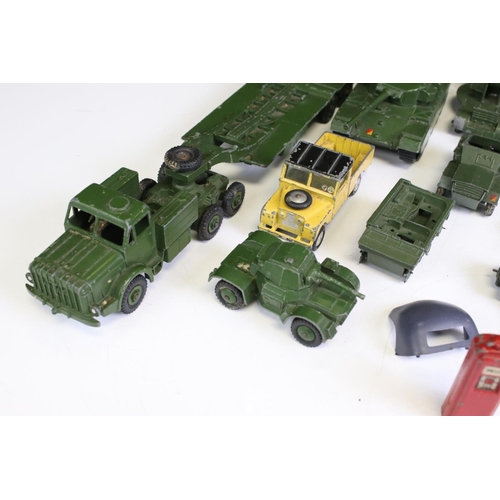 1340 - 10 Mid 20th C play worn diecast models to include 9 x Dinky featuring military, road and commercial ... 