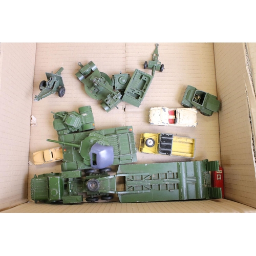 1340 - 10 Mid 20th C play worn diecast models to include 9 x Dinky featuring military, road and commercial ... 