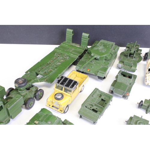 1340 - 10 Mid 20th C play worn diecast models to include 9 x Dinky featuring military, road and commercial ... 