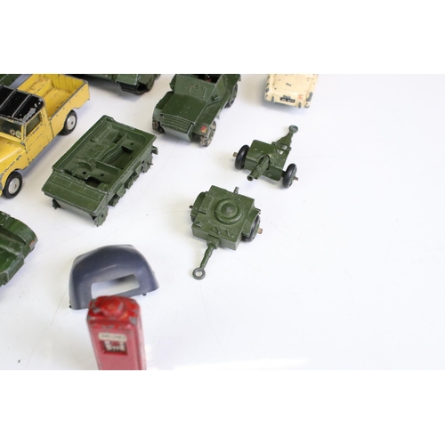 1340 - 10 Mid 20th C play worn diecast models to include 9 x Dinky featuring military, road and commercial ... 