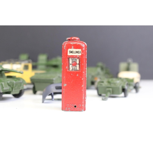 1340 - 10 Mid 20th C play worn diecast models to include 9 x Dinky featuring military, road and commercial ... 