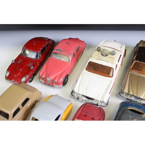 1344 - 19 Play worn diecast models, mainly mid 20th C, to include Dinky, Triang, Matchbox and Corgi, featur... 