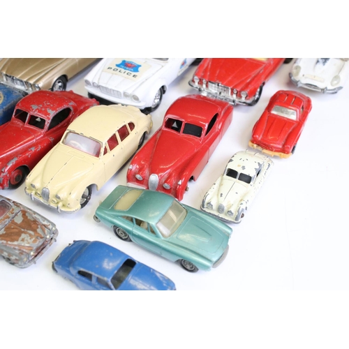 1344 - 19 Play worn diecast models, mainly mid 20th C, to include Dinky, Triang, Matchbox and Corgi, featur... 