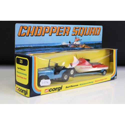 1384 - Two boxed Corgi Chopper Squad diecast models to include 927 Jet Ranger and 35 Surf Rescue, both ex