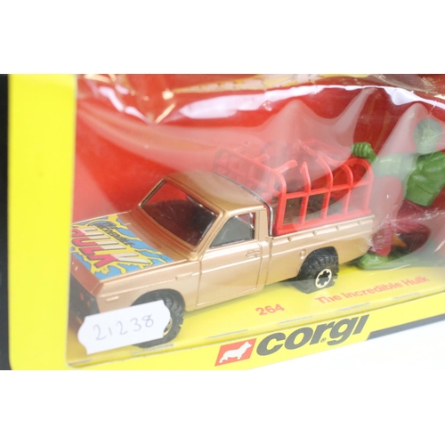 1390 - Boxed Corgi 264 The Incredible Hulk diecast model complete with figure, diecast excellent, a touch o... 