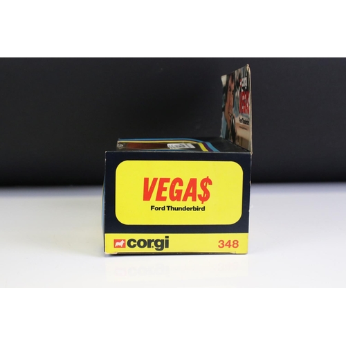 1391 - Boxed Corgi 348 Vegas Ford Thunderbird diecast model, diecast ex, box window showing squash with spl... 