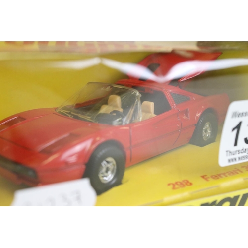 1394 - Boxed Corgi 298 Magnum PI Ferrari 308 GTS diecast model, diecast ex, box with creasing to backing ca... 