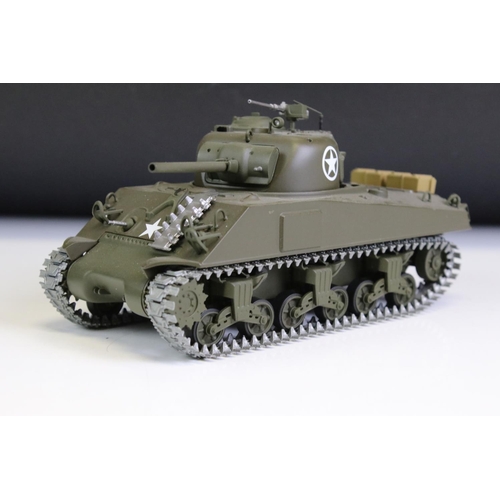 1224 - Boxed Paul's Model Art Minichamps Sherman M4A3 1:35 diecast model. Diecast ex, box shows storage wea... 