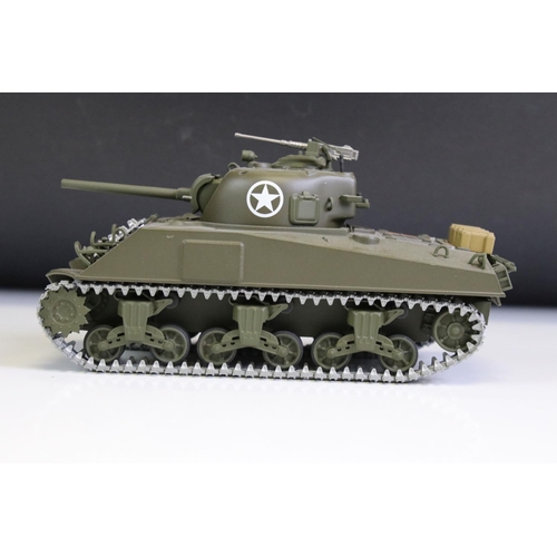 1224 - Boxed Paul's Model Art Minichamps Sherman M4A3 1:35 diecast model. Diecast ex, box shows storage wea... 