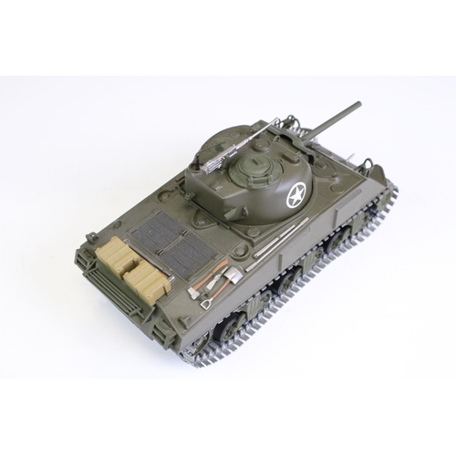 1224 - Boxed Paul's Model Art Minichamps Sherman M4A3 1:35 diecast model. Diecast ex, box shows storage wea... 