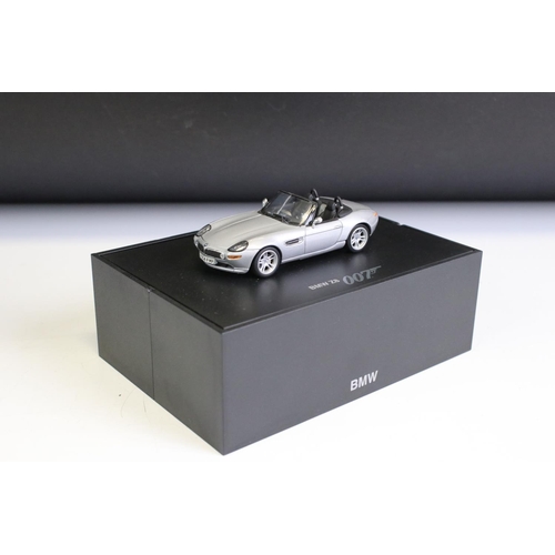 1226 - Four Boxed James Bond 007 BMW diecast models & multi-model sets, 1:87 to 1:18 scale, to include Kyos... 