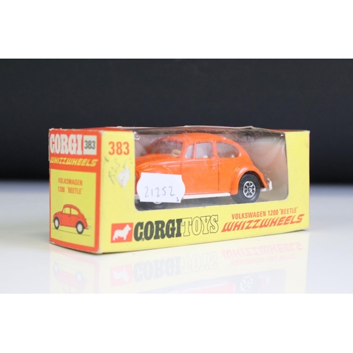 1399 - Three boxed Corgi Whizzwheels diecast models to include 383 Volkswagen 1200 Beetle in orange, 371 Po... 