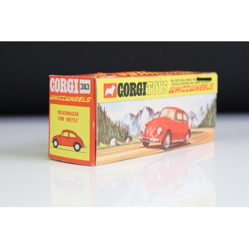 1399 - Three boxed Corgi Whizzwheels diecast models to include 383 Volkswagen 1200 Beetle in orange, 371 Po... 