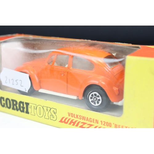 1399 - Three boxed Corgi Whizzwheels diecast models to include 383 Volkswagen 1200 Beetle in orange, 371 Po... 