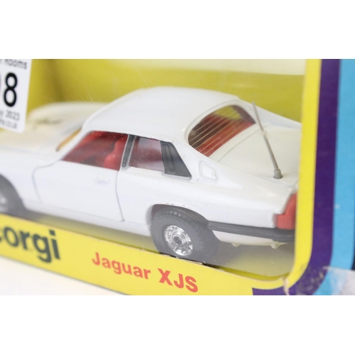 1408 - Boxed Corgi 320 The Saint Jaguar XJS diecast model, diecast ex, box gd with reglue required, small t... 