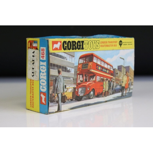 1415 - Two boxed Corgi 468 London Transport Routemaster Bus diecast models, both variant boxes and decals, ... 