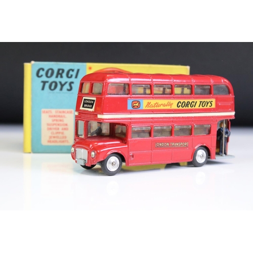 1415 - Two boxed Corgi 468 London Transport Routemaster Bus diecast models, both variant boxes and decals, ... 