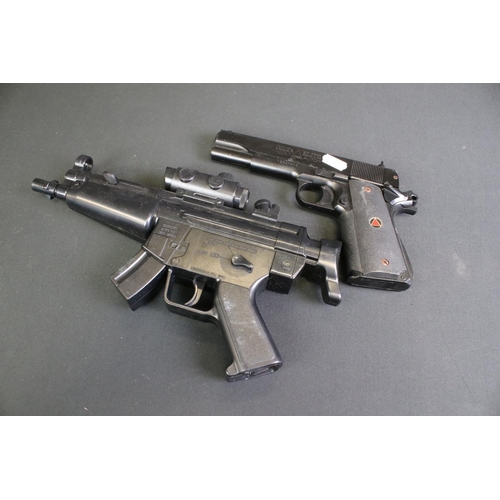 244 - Three plastic toy BB guns to include a boxed Super UHC MMP5 A5 Mini Machine Gun