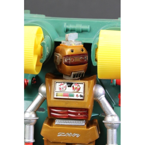 256 - Cased Ideal Toys Zeroids ' Zobor ' motorised plastic robot figure, in orange & metallic grey (showin... 