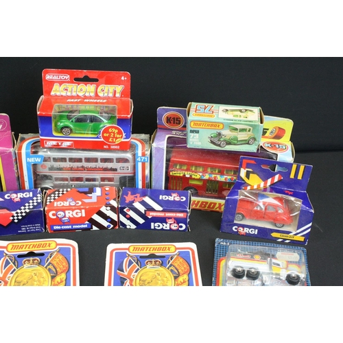 1213 - 14 Boxed & carded diecast models to include Matchbox, Corgi and Action City featuring boxed Matchbox... 