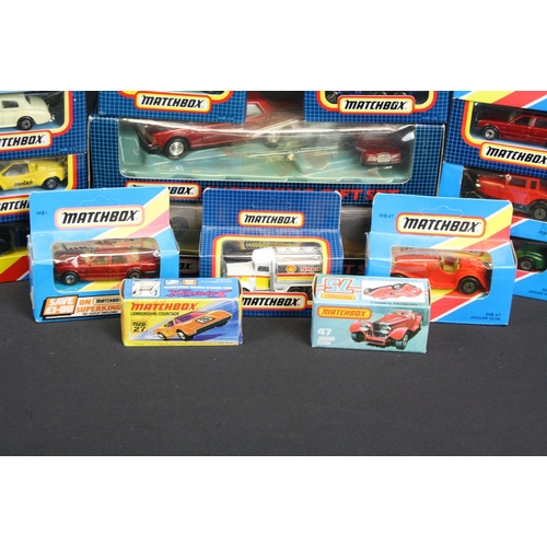 1214 - 19 Boxed Matchbox diecast models, circa 1970s-80s, to include 75 Series no. 47 Jaguar SS100, Superfa... 