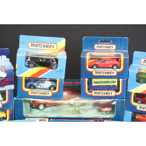 1214 - 19 Boxed Matchbox diecast models, circa 1970s-80s, to include 75 Series no. 47 Jaguar SS100, Superfa... 