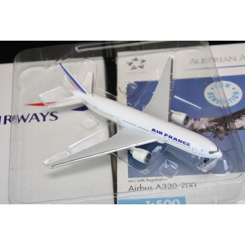 1220 - 36 Boxed Herpa 1/500 diecast commercial plane models to include Iberia, Sabena, TAM, Canada 3000, Ai... 