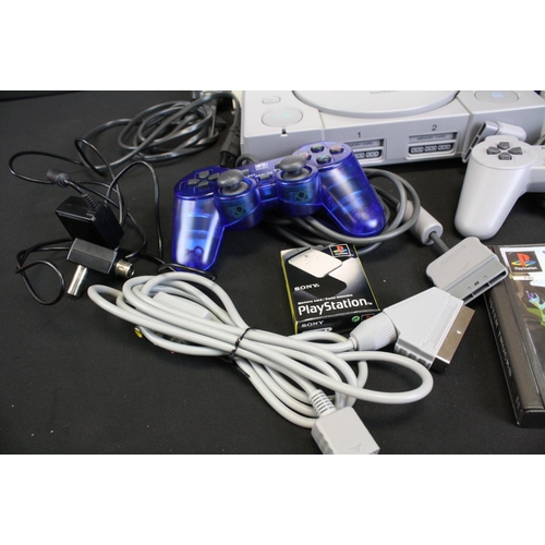 373 - Retro Gaming - PlayStation 1 / PS1 games console with two Playstation controllers, memory card and c... 