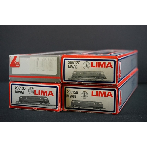 21 - Four boxed Lima OO gauge locomotives to include 205128MWG Rapid, 205127MWG Dragon, 205132A2 Rail Car... 