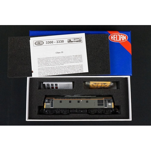 36 - Two boxed Heljan OO gauge locomotives to include Class 14 1400 D9500 BR green and 3317 3302 Grey