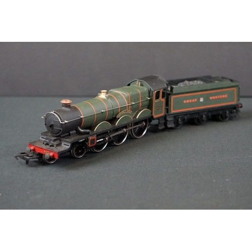 56 - Four OO gauge locomotives to include Hornby Dublo Cardiff Castle, Airfix Caerphilly Castle, Trian R7... 