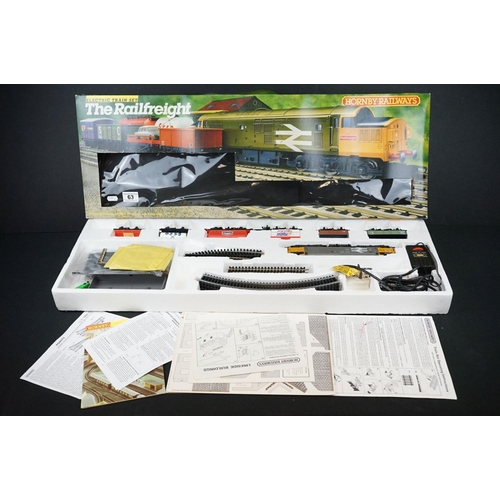 63 - Two boxed Hornby OO gauge train sets to include R726 The Railfreight and R1001 Flying Scotsman, both... 