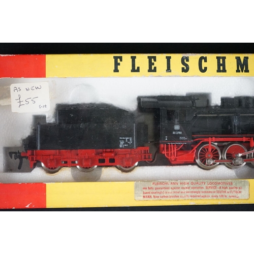 89 - Six boxed Fleischmann HO gauge locomotives to include 4145, 1382, 4230, 4369, 4337 & 4177, tatty box... 