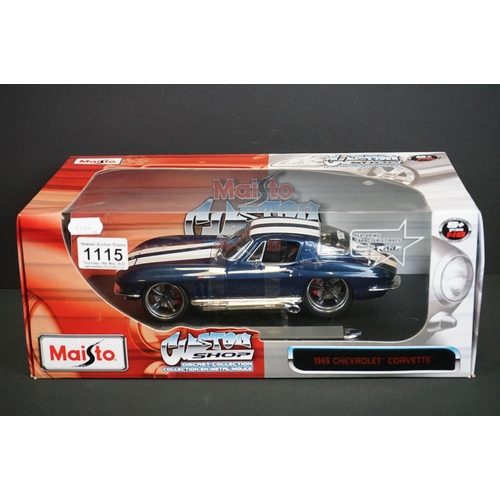 1115 - Six Boxed Maisto 1:18 scale diecast models to include 31892 Chevrolet Chevelle SS454, 31100 Custom S... 