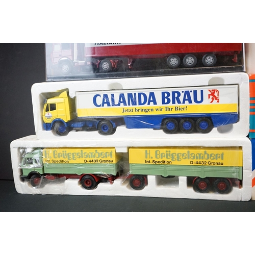 1189 - Seven boxed / cased diecast model trucks to include Tekno, KamA3 5313, 2 x Lion Toys DAF Trucks and ... 