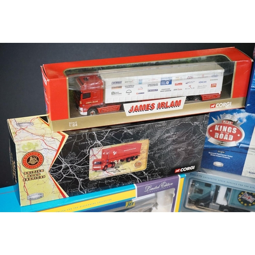 1195 - 18 Boxed / cased Corgi diecast model trucks to include Corgi Modern Trucks 75202 ERF Curtain Side - ... 