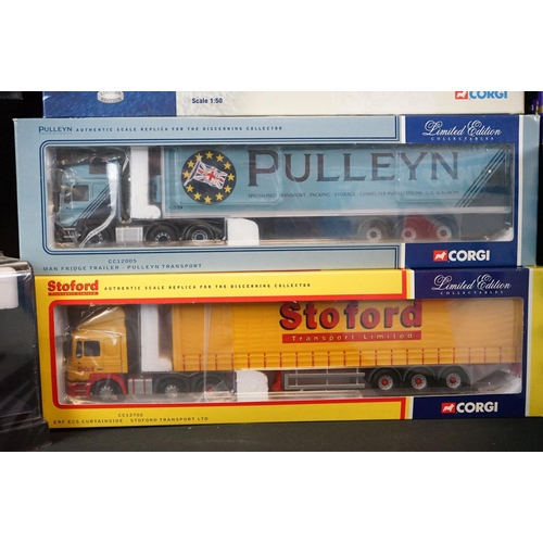 1195 - 18 Boxed / cased Corgi diecast model trucks to include Corgi Modern Trucks 75202 ERF Curtain Side - ... 