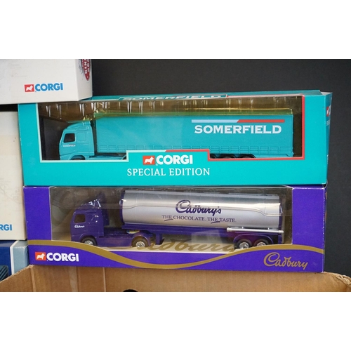 1195 - 18 Boxed / cased Corgi diecast model trucks to include Corgi Modern Trucks 75202 ERF Curtain Side - ... 