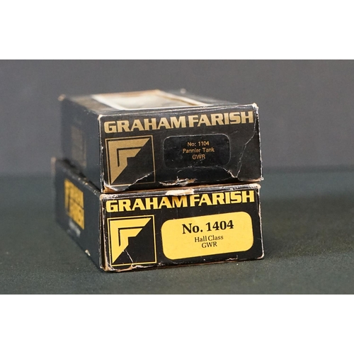 132 - Two boxed Graham Farish N gauge locomotives to include 1404 Hall Class GWR and 1104 Pannier Tank GWR... 