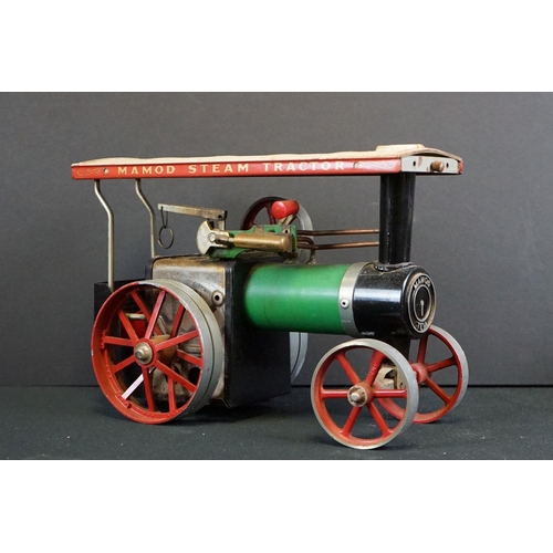 138 - Mamod Steam Tractor TE1A plus a boxed Merit Steam Engine (tatty box) and a group of steam accessorie... 