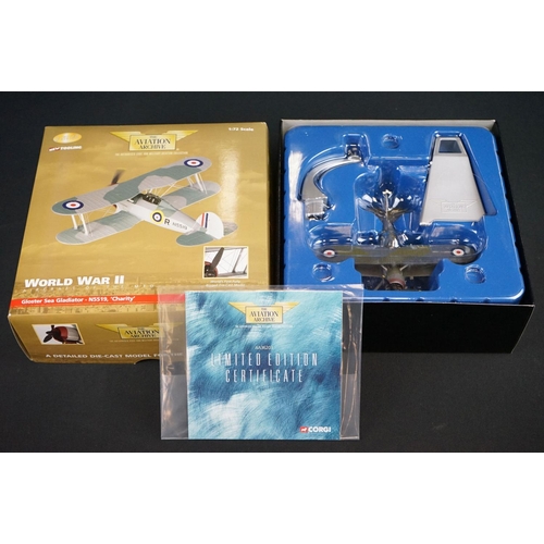 1167 - Three boxed Corgi The Aviation Archive World War II 1:72 ltd edn diecast model planes with COAs, Air... 