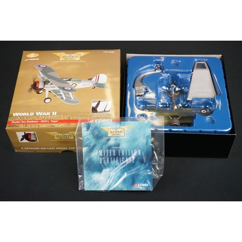 1167 - Three boxed Corgi The Aviation Archive World War II 1:72 ltd edn diecast model planes with COAs, Air... 