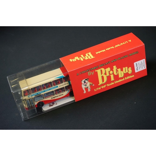 1168 - Seven boxed Britbus diecast model buses all in red boxes plus another Britbus model without outer bo... 