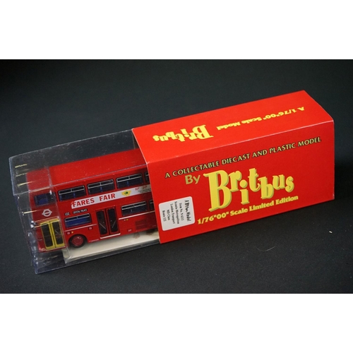 1168 - Seven boxed Britbus diecast model buses all in red boxes plus another Britbus model without outer bo... 