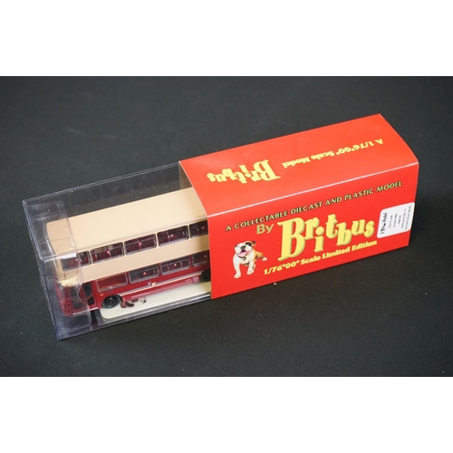 1168 - Seven boxed Britbus diecast model buses all in red boxes plus another Britbus model without outer bo... 