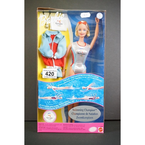 420 - Barbie - Six Olympics related Mattel Barbie dolls to include Fire and Ice Salt Lake City 2002 53863,... 