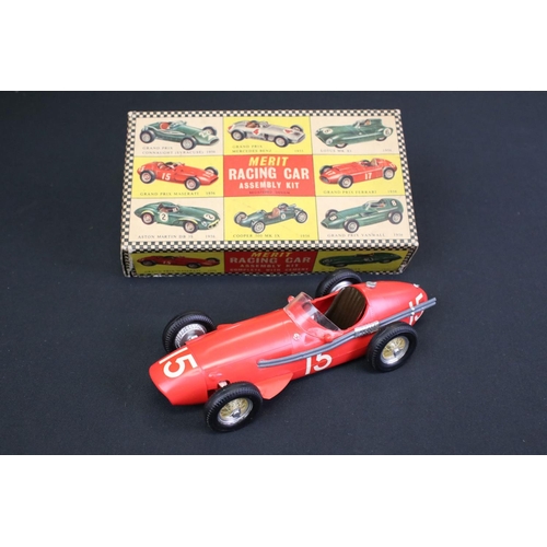 270 - Four boxed Merit Racing Car Assembly Kit models, all built to a good standard, includes Vanwall, 195... 